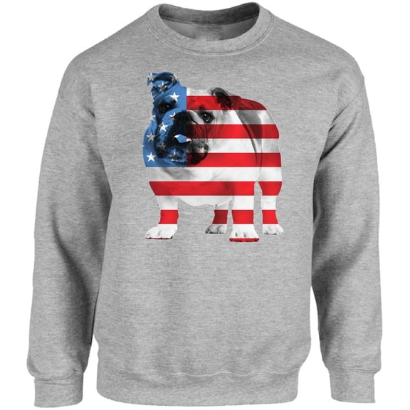 American Bulldog Graphic Sweatshirt - Happy Independence Day Unisex Crewneck - 4th of July Party Sweater Gifts for Men and Women