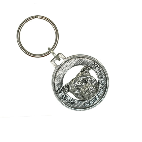 American Bulldog Keychain, D006KC, 1 1/2 inch, Dog, Strong, Metal, Gift, Handmade in the USA, Variety of Bulldog Designs Available, 100% American Made