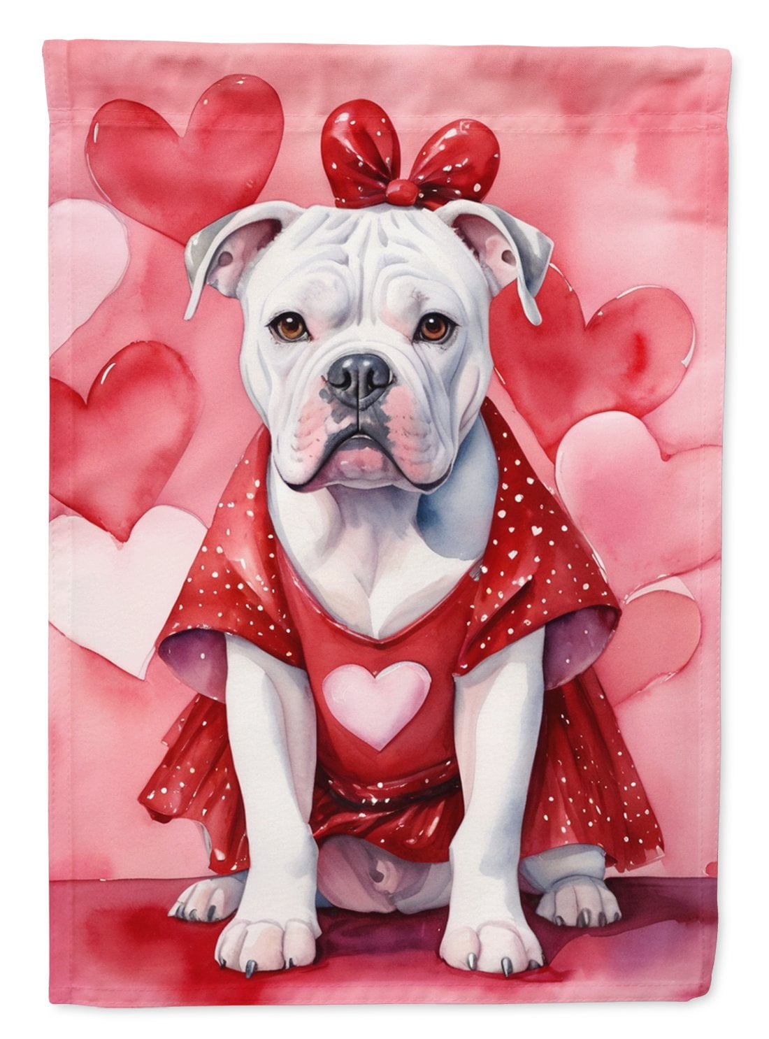 American Bulldog My Valentine House Flag 28 in x 40 in