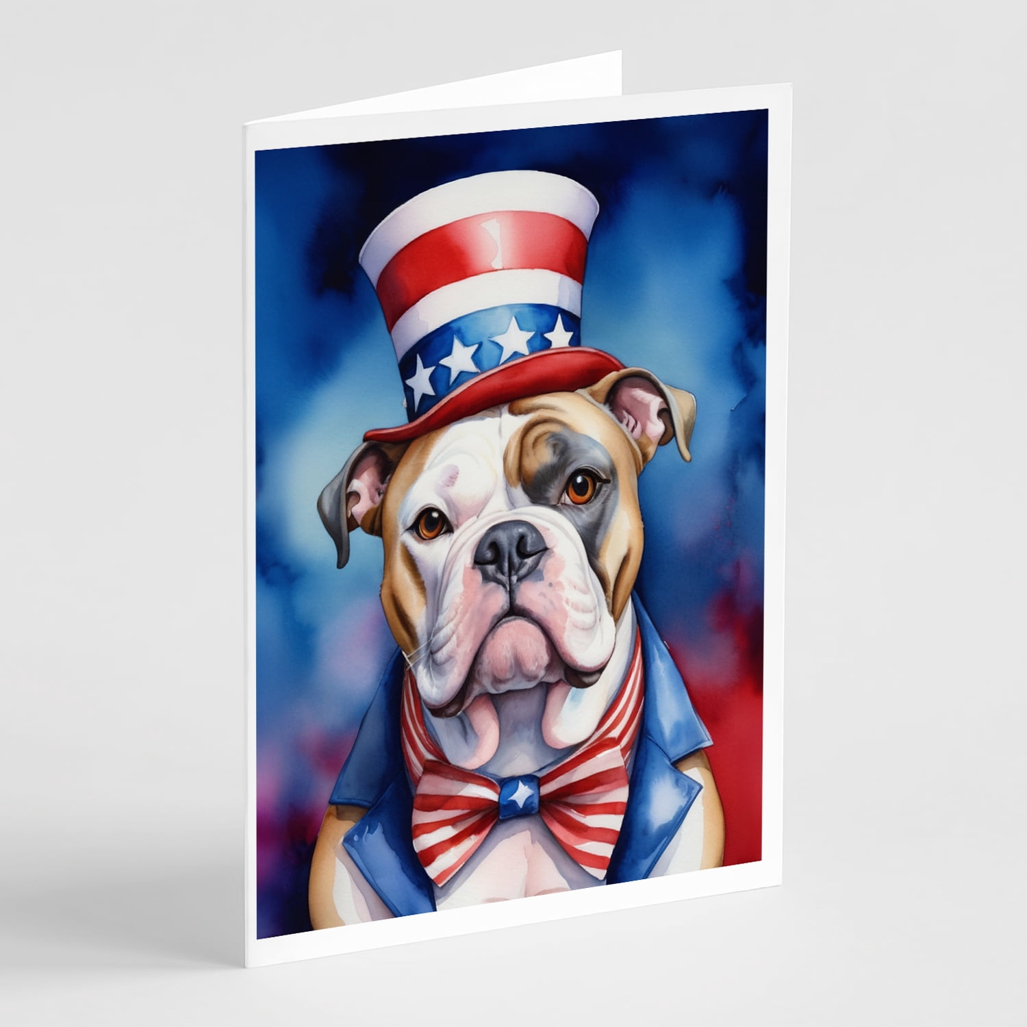 American Bulldog Patriotic American Greeting Cards Pack of 8 7 in x 5 in