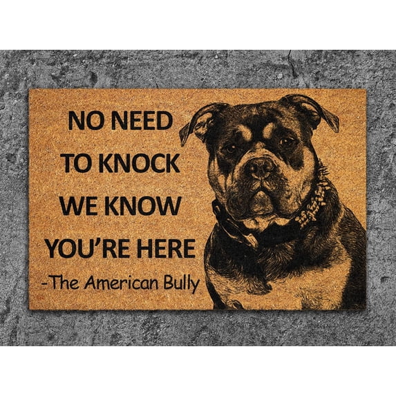 American Bully Door Mat, Funny We Know You are Here Door Mats, American Bully Doormat, American Bully Mat, American Bully Welcome Mats Funny Doormat 30x18 Inch