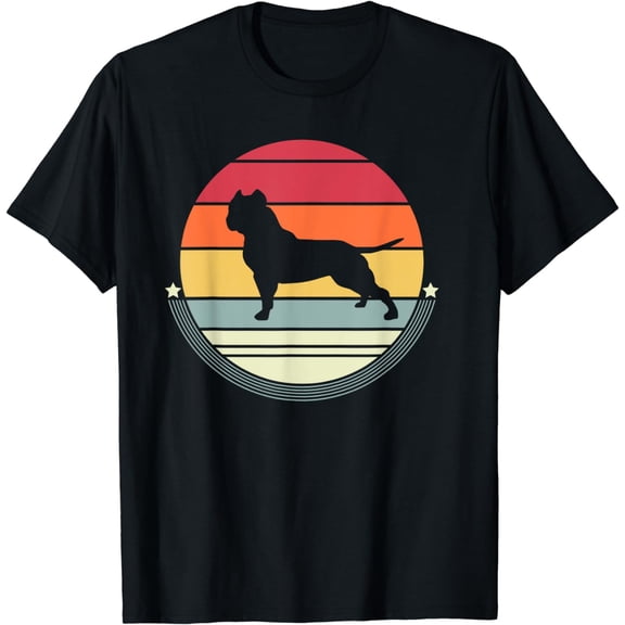 American Bully Silhouette Retro Vintage Dog Owner Women Men T-Shirt