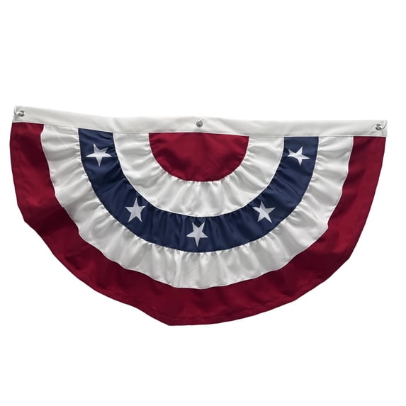 American Bunting Flag for Outside 4Th Of July Patriotic 250Th Bunting Pleated Half Fan Flags Decor Outdoor Porch Garden Window 1Pc