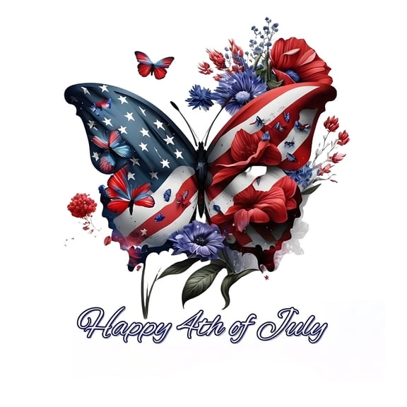 American Butterfly with Flowers Lepidopteran Sticker Usa Flag for Bumper Rv Window Adults Laptops Waterbottles Trucks Multiple