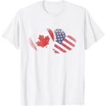 American Canadian Heart Valentines Day Gift USA Flag Canada TShirt