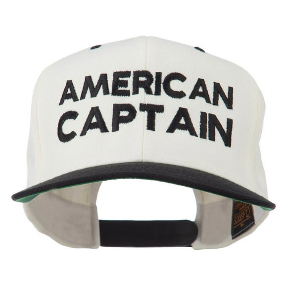 American Captain Embroidered Snapback Cap - Natural Black OSFM