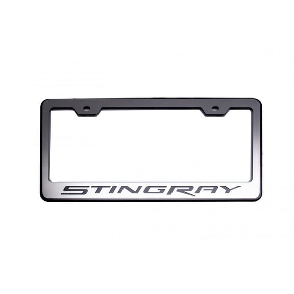 American Car Craft; Corvette C7 Stingray License Plate Frame Black and Brushed with "Stingray" Lettering