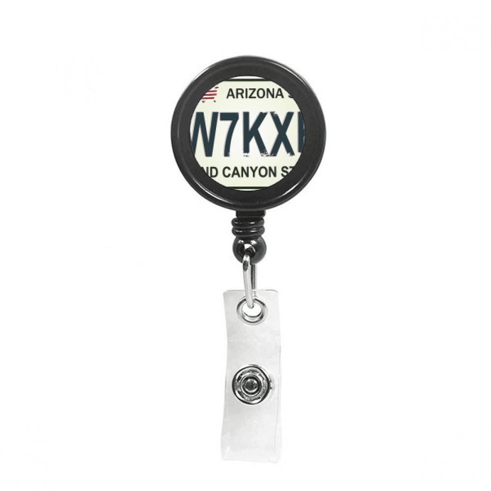 American Car Licence Number Pattern Retractable Keychain Badge Holder ID Badge