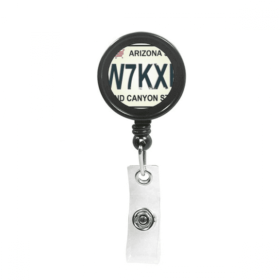 American Car Licence Number Pattern Retractable Keychain Badge Holder ID Badge