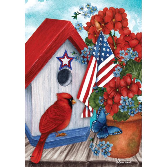 American Cardinal Summer Garden Flag Patriotic Birds 12.5" x 18"