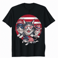 thumbnail image 1 of American Cat 4th of July BBQ T-Shirt Funny Kitten Lover Tee, 1 of 5