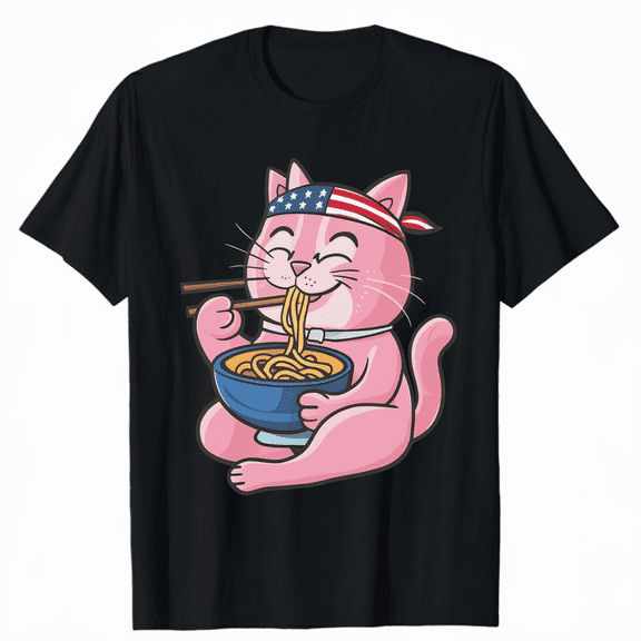 American Cat 4th of July Paw Print T-Shirt Patriotic Kitten Lover Graphic Tee