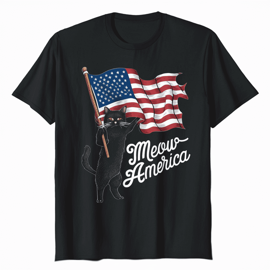 American Cat 4th of July Uncle Sam T-Shirt Patriotic Kitten Lover Tee ...