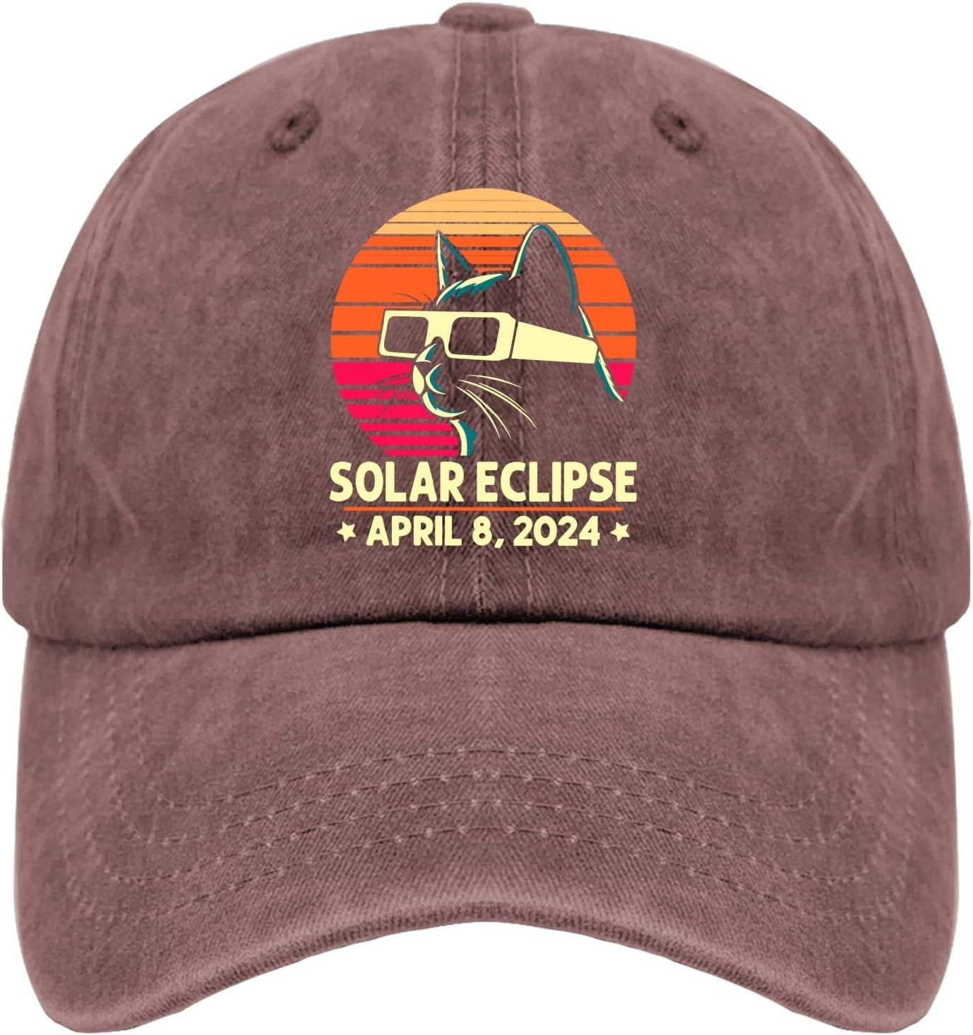 American Cat Total Solar Eclipse 04.08.2024 Ball caps Vintage Cotton