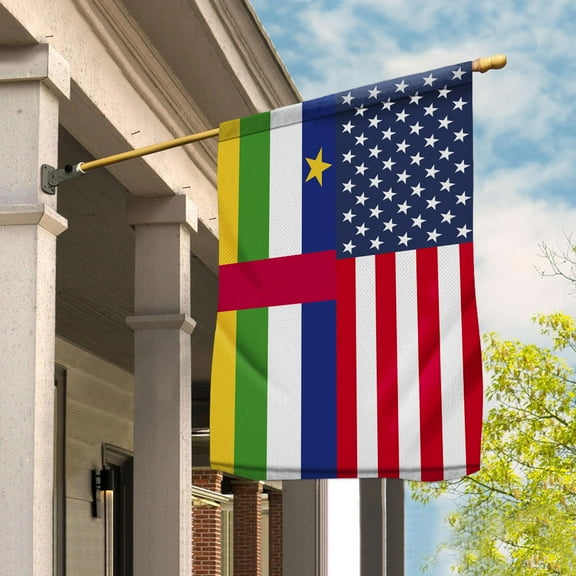 American Central African Republic Flag Central African Friendship U.S.A Memorial Day Patriotic For House Flag (29.5x39.5) Double Sided-USA Flags Premium Polyester-Decorative Indoor Outdoor Flag