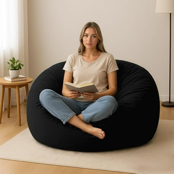 American Century Home 4 Ft Memory Foam Filled Bean Bag Chair with Removable Velvet Cover, for Adults