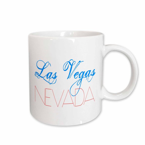 3drose, American Cities - Las Vegas Nevada Red and Blue on White, 11oz Mug