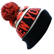 American Cities New York NY Cuff Cable Knit Pom Pom Beanie Hat Cap - Camo