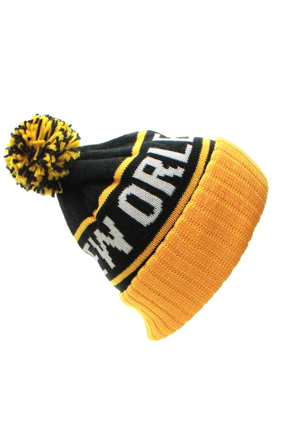 USA Favorite City Cuff Cable Knit Winter Pom Pom Beanie Hat Cap