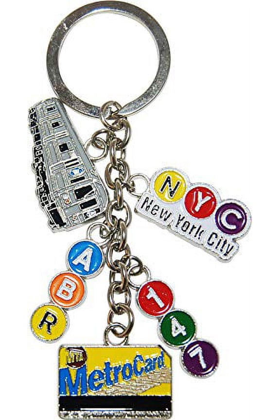 MTA 5 Charm Keychain - Featuring Iconic Metro Card, A Rail Card and Various Signage