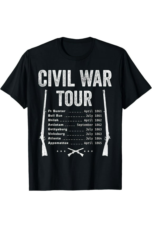 American Civil War Tour Battle Dates Reenactment Gettysburg T-ShirtMen and women, Black T-shirt, size: Extra large
