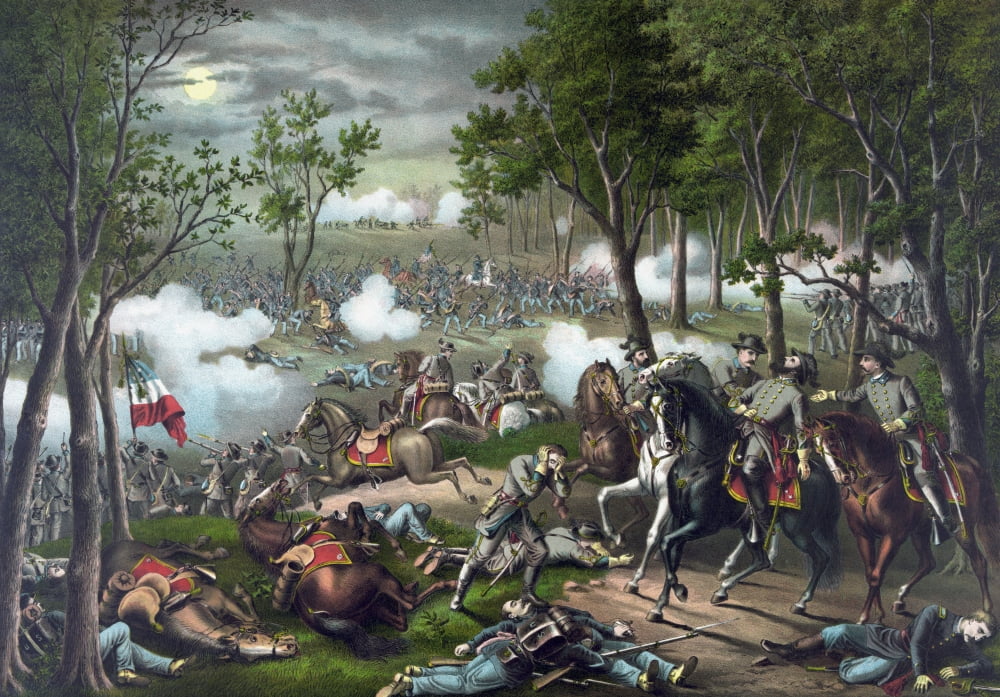 American Civil War print featuring The Battle of Chancellorsville Canvas Art - John ParrotStocktrek Images (34 x 24)