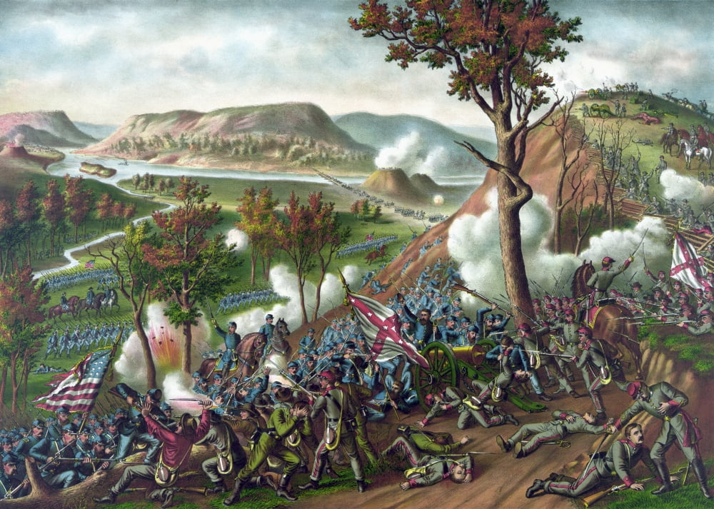 American Civil War print featuring the Battle of Missionary Ridge Canvas Art - John ParrotStocktrek Images (17 x 12)