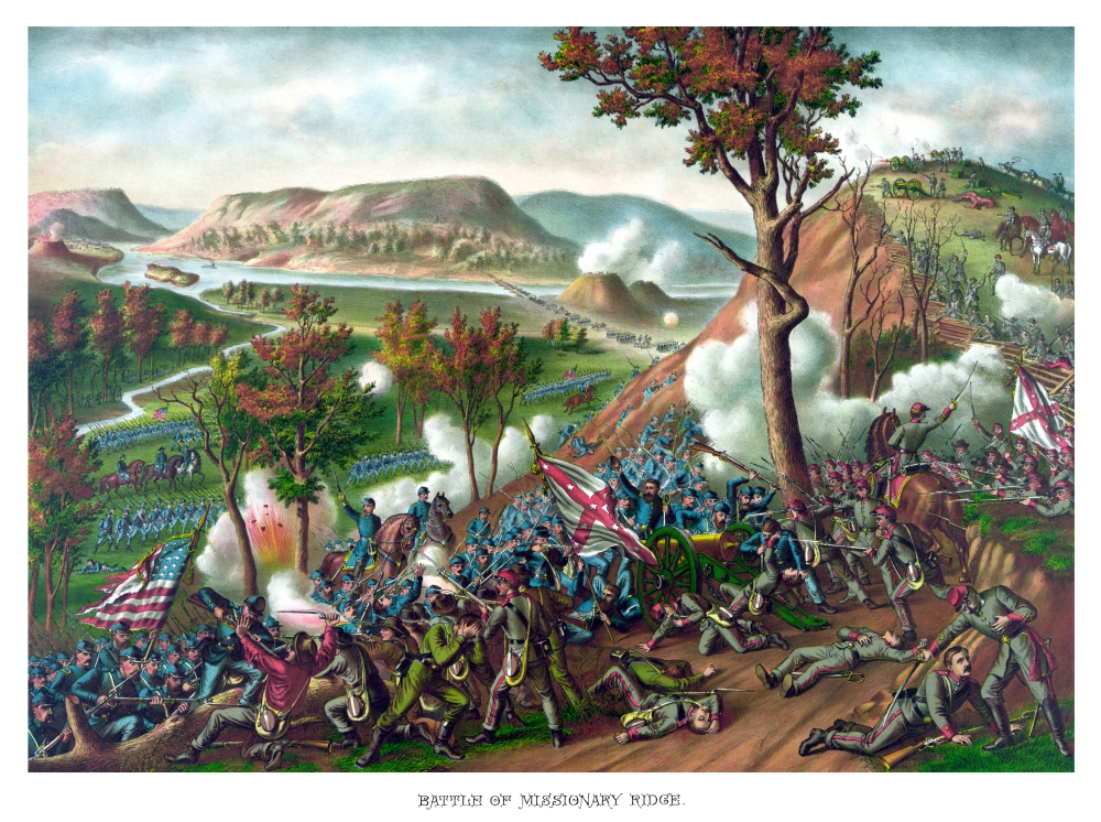 American Civil War print featuring the Battle of Missionary Ridge Canvas Art - John ParrotStocktrek Images (17 x 13)