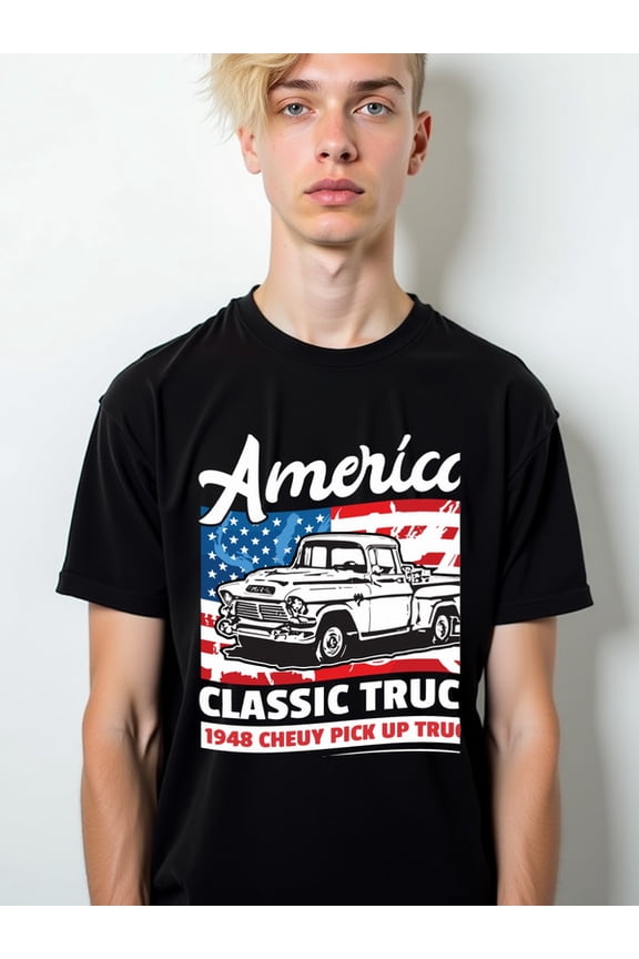 American Classic 1948 Chevy men t-shirt black elegant summer Unique designs, summer prints Daily and weekend wear Classic Unisex Shirt Printed tshirts