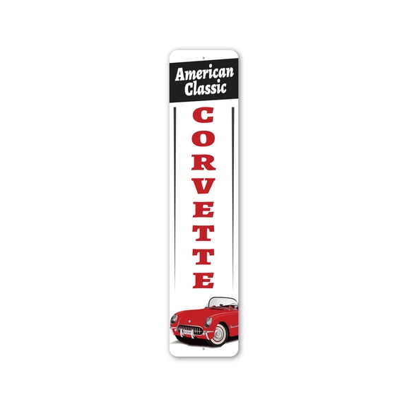 American Classic Corvette Aluminum Metal Decor Sign - 4x18 inches