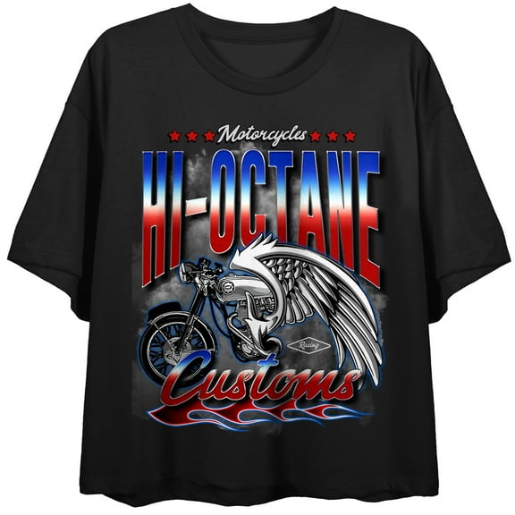 American Classic Motorcycles Women's Black Crop Tee-Medium