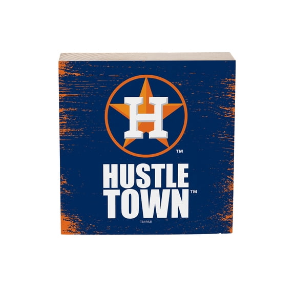 Houston Astros 6" Square Fan Chant Wood Block Shelf Sign
