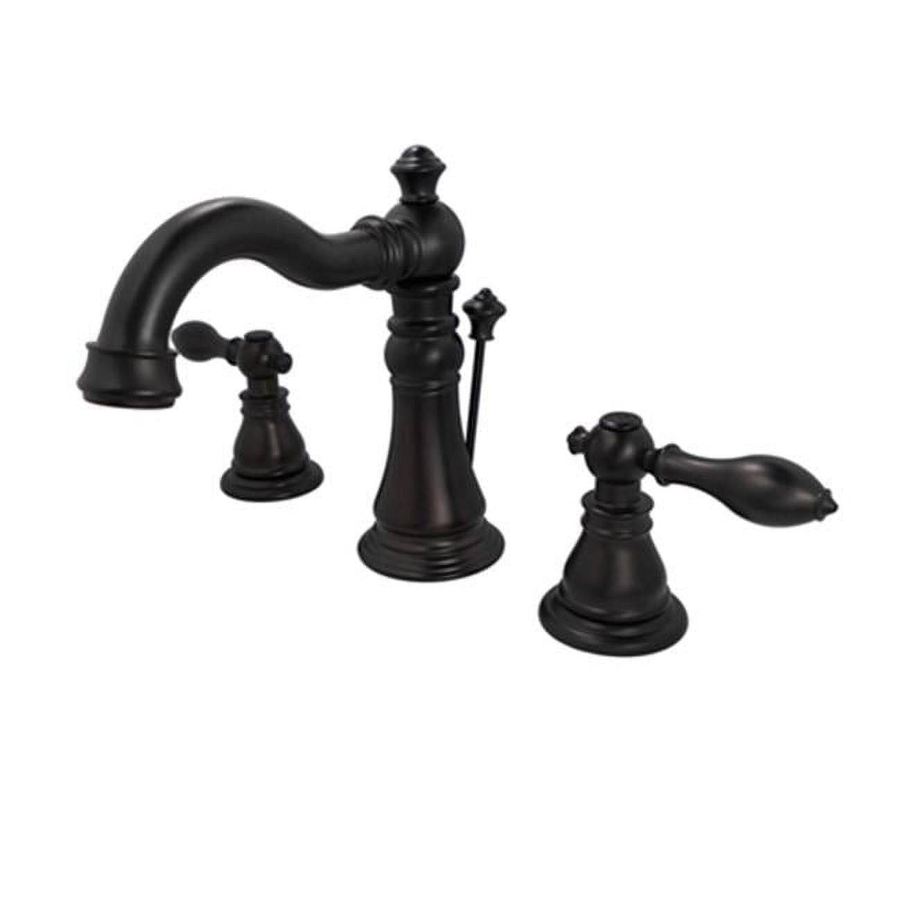 Elegant Matte Black Widespread Bathroom Faucet with Bronze Accents