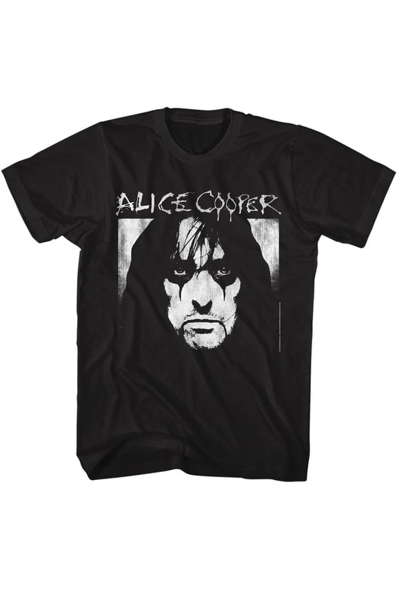 Alice Cooper Face And Logo Black Adult T-Shirt Lt
