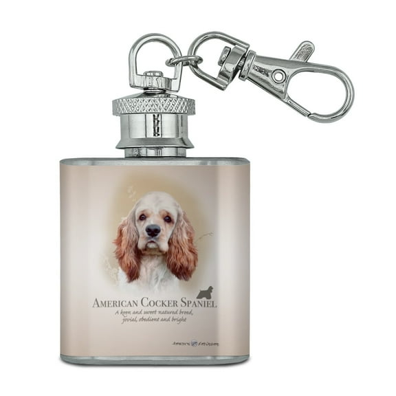American Cocker Spaniel Dog Breed Stainless Steel 1oz Mini Flask Key Chain