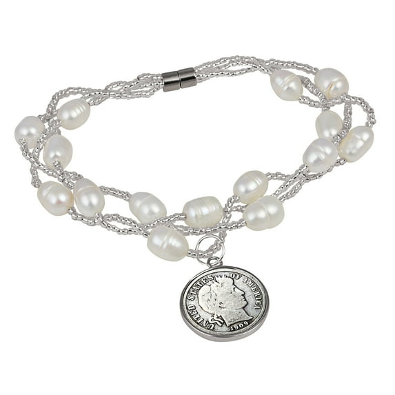 American Coin Treasures Barber Dime Triple Strand Women's Bracelet