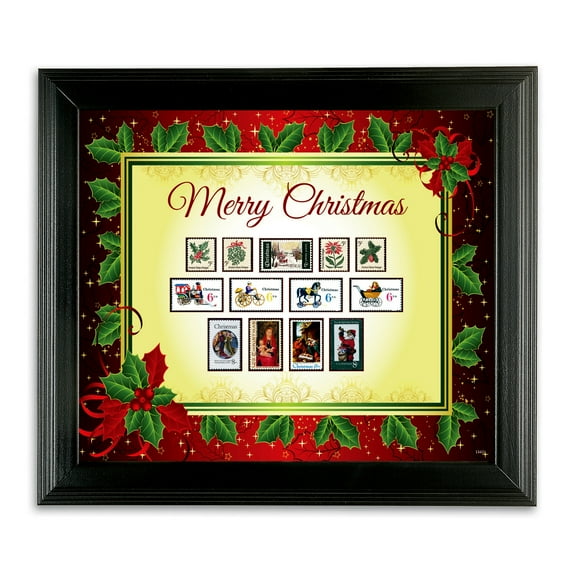 American Coin Treasures Framed Vintage Christmas Stamps