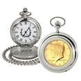 thumbnail image 1 of American Coin Treasures Gold Layered 1964 Silver JFK Half Dollar Men's Pocket Watch, 1 of 4