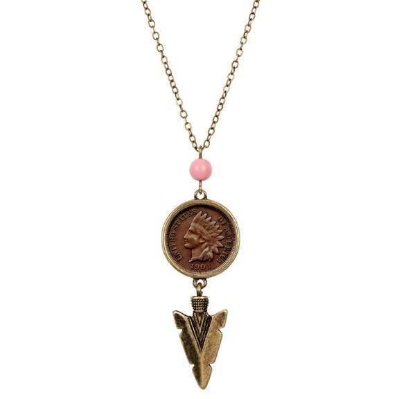 American Coin Treasures Indian Head Penny Coin Necklace Arrowhead Cable Chain