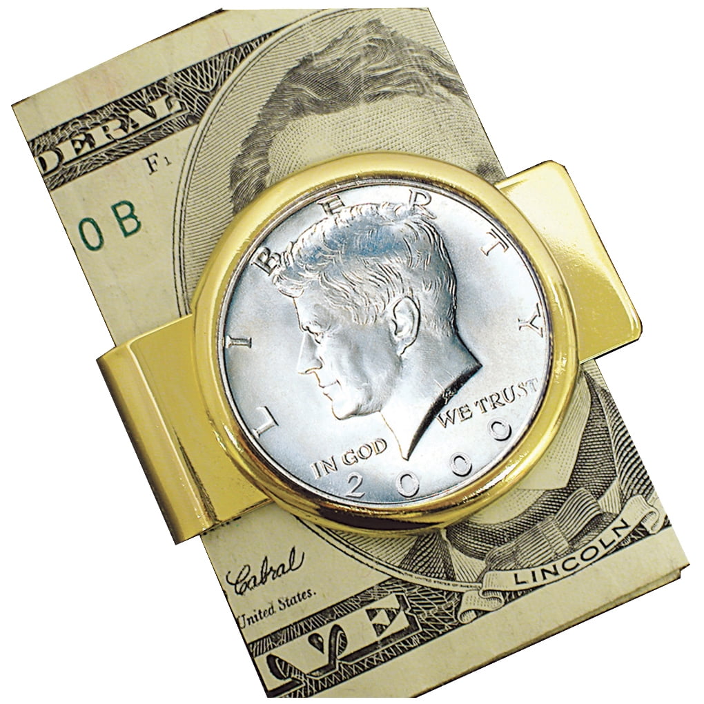 Goldtone JFK Half Dollar Coin Money Clip