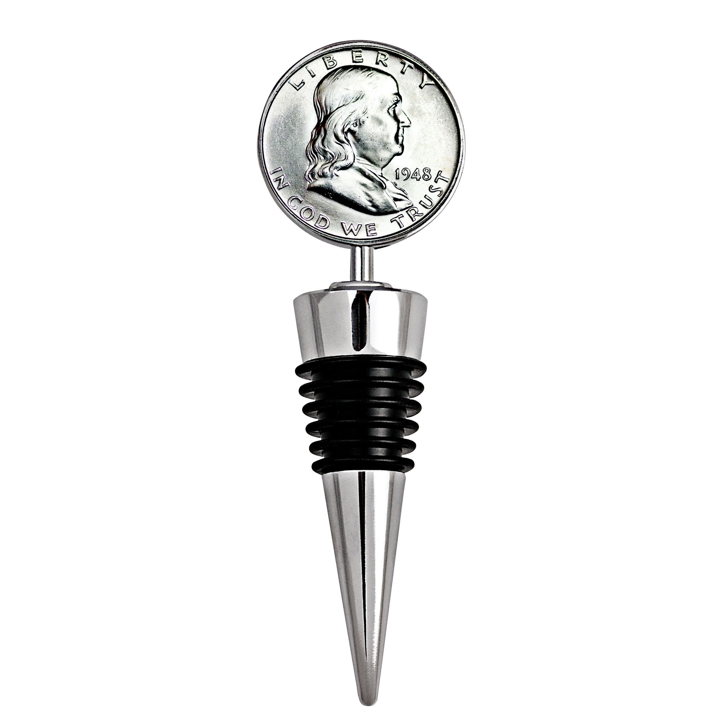 Silver Franklin Half Dollar Coin Metal Wine Stopper