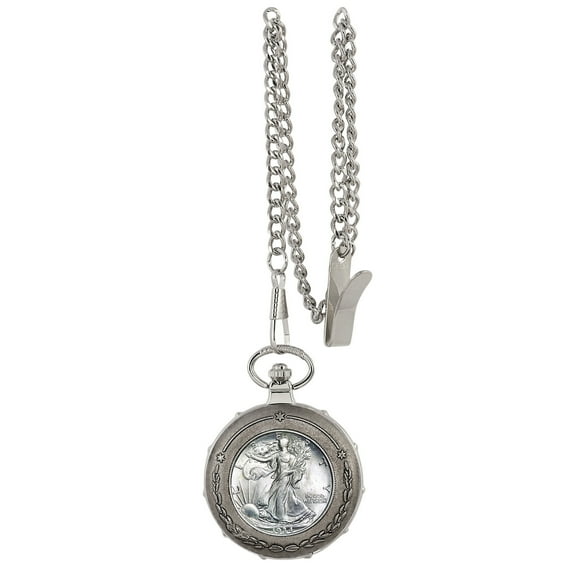 American Coin Treasures Silver Walking Liberty Half Dollar Men's Pocket Watch