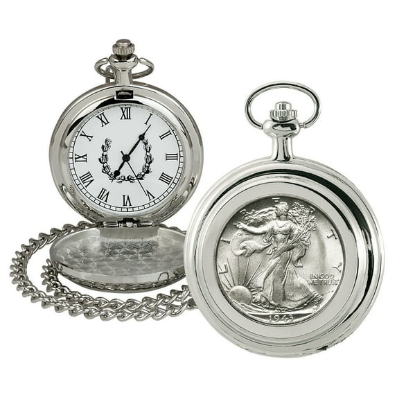 American Coin Treasures Silver Walking Liberty Half DollarMen's Pocket Watch