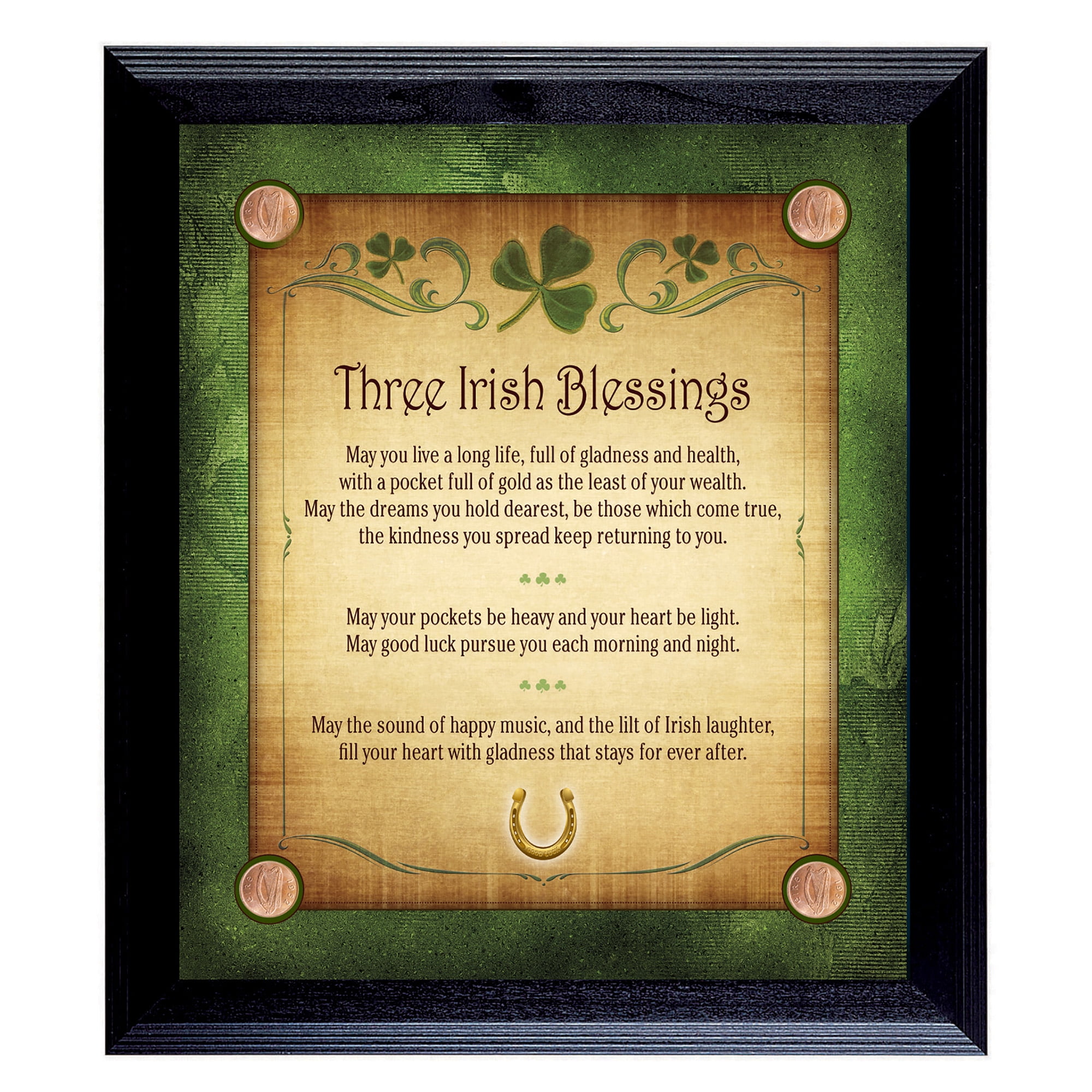 Green and Beige Irish Blessings Wall Frame with Pennies