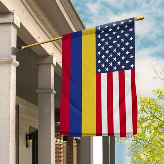 American Colombia Flag Colombian Friendship U.S.A Memorial Day Patriotic For House Flag (29.5x39.5) Double Sided-USA Flags Premium Polyester-Decorative Indoor Outdoor Flag