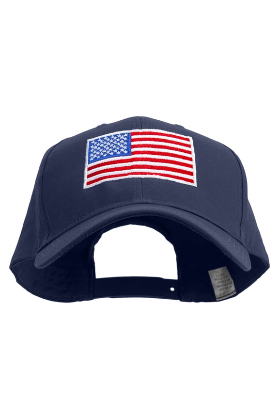 American Color Flag Embroidered Big Size Structured Solid Poly Cotton Twill high profile Pro Style Cap - Navy XL-3XL