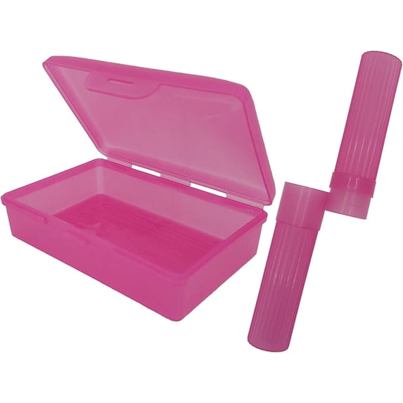 American Comb Pink Toothbrush Covers & Soap Box Set - Matching Colors - Tooth Brush Cover Cap, Soap Dish Travel, Soap Dish Holder Travel - Plastic Portable Set with Cover