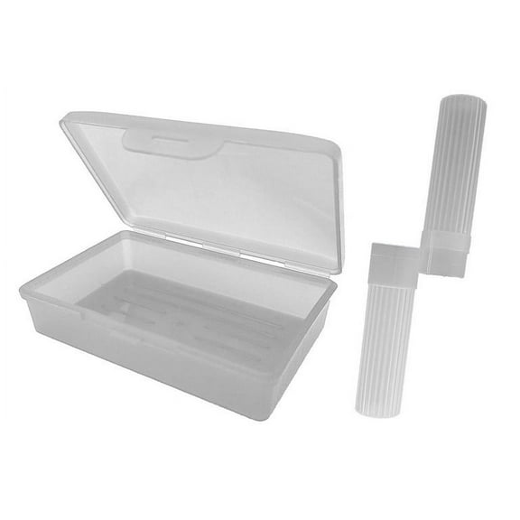 American Comb White Toothbrush Covers & Soap Box Set - Matching colors - Tooth Brush Cover Cap, Soap Dish Travel, Soap Dish Holder Travel - Plastic portable set with cover