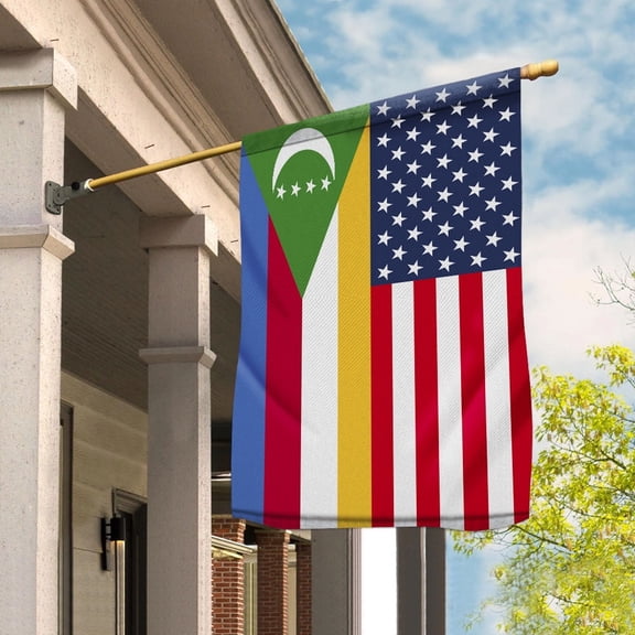American Comoros Flag Comoran Friendship U.S.A Memorial Day Patriotic For House Flag (29.5x39.5) Double Sided-USA Flags Premium Polyester-Decorative Indoor Outdoor Flag
