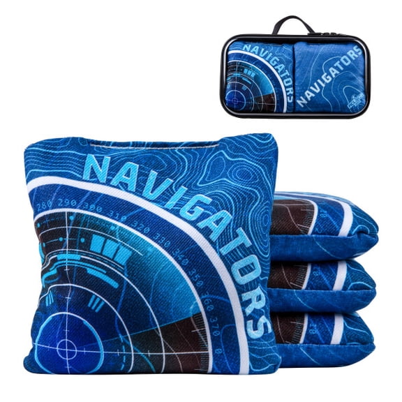 ACL COMP Blue Navigator Cornhole Bags - Officially Licensed - Dual Fabric - Dual Speed - DFR Pellet Filler - 6"x6" 16oz - Premium Carry Case - ACL COMP Certified for Competitive Play